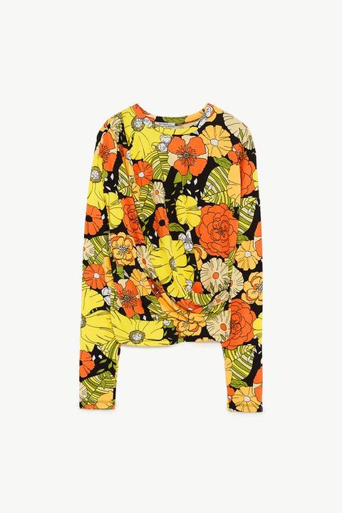 Maglietta Drappeggiata A Fiori