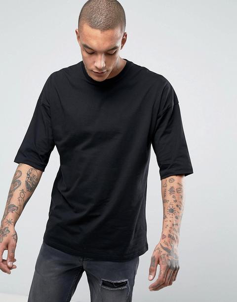 Camiseta Negra Extragrande De Asos