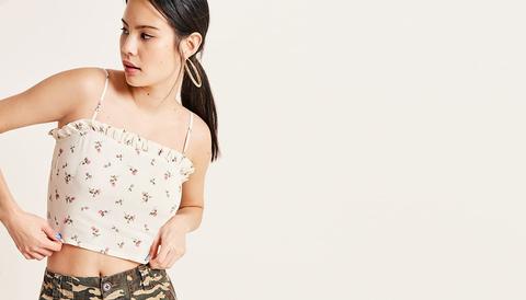 Cream Rose Bud Anaya Crop Top