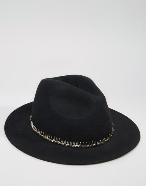 Sombrero Fedora Con Banda De Metal De Asos