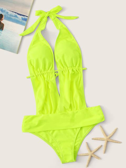 Monokini Neon Halter Con Cut Out