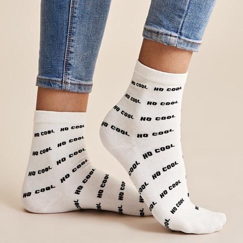 1pair Slogan Graphic Socks