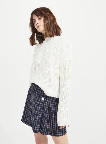 Womens Cream Chenille Tie Back Knitted Jumper, Cream