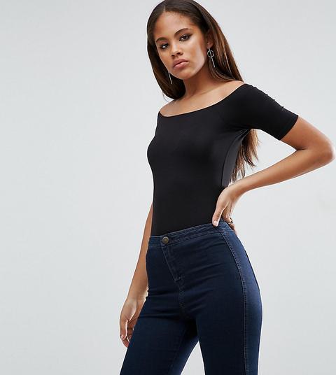 Top De Manga Corta Con Escote Bardot De Asos Tall