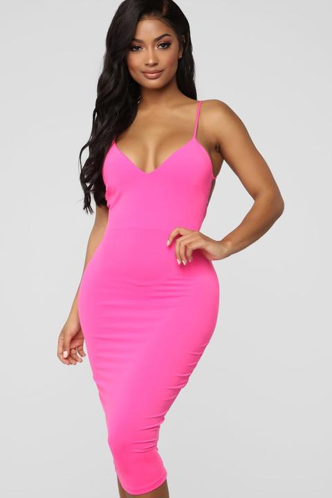 hot pink midi dress