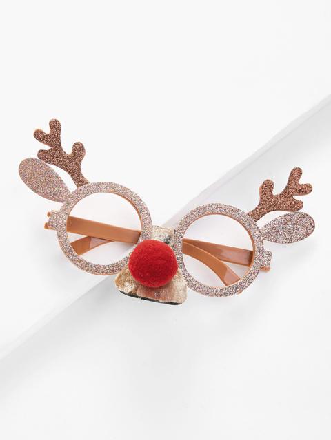 Christmas Elk Horn Glitter Glasses Frame