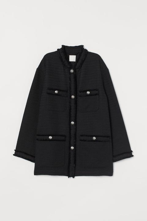 Textured-weave Jacket - Black