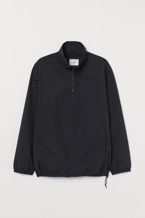 Water-repellent Popover Jacket - Black