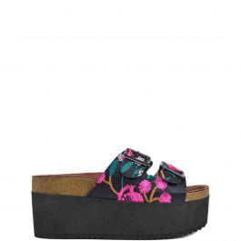 Avril - Floral Embroidered Flatform Sliders