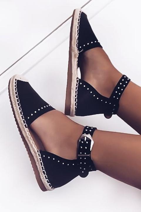 Black Studded Espadrilles Sandals 