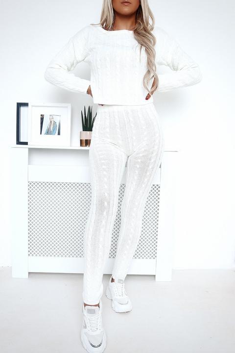 Cream Cable Knit Legging Co-ord Set