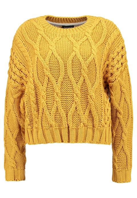 Topshop Crop Cable Maglione Mustard