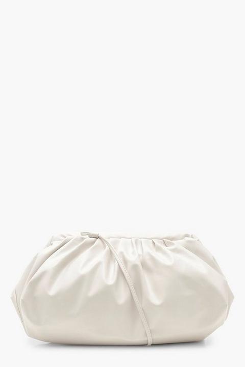 Womens Slouchy Oversized Pu Clutch & Strap Bag - White - One Size, White