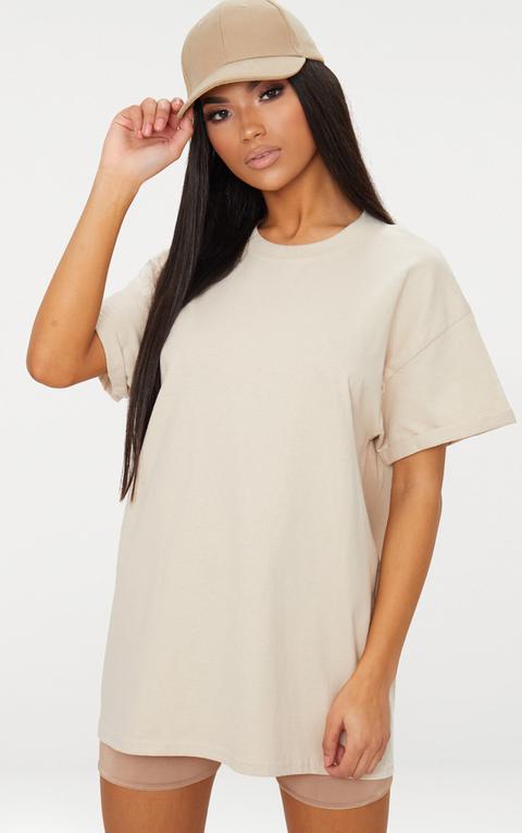 Sand Oversized Roll Sleeve Ultimate T Shirt