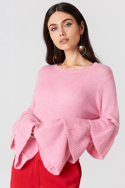 Flounce Sleeve Knitted Sweater