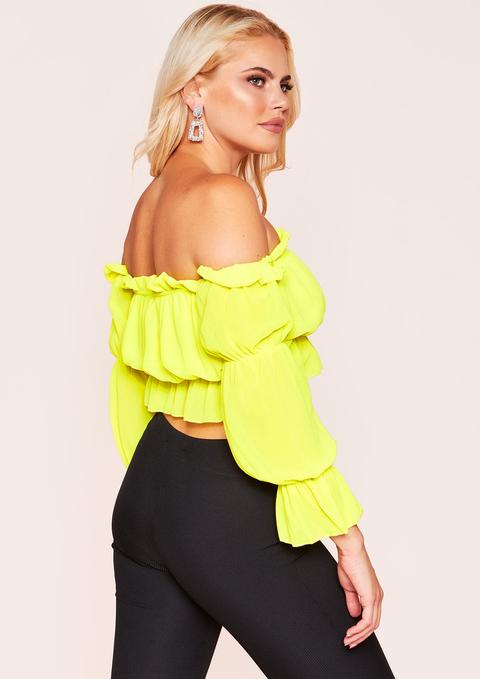 yellow bardot crop top