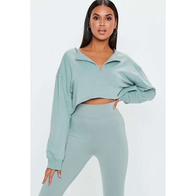 zip front crop sweatshirt