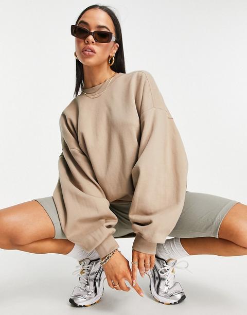 Asos Design Super Oversized Cocoon Sweatshirt With Seam Detail In Taupe-brown