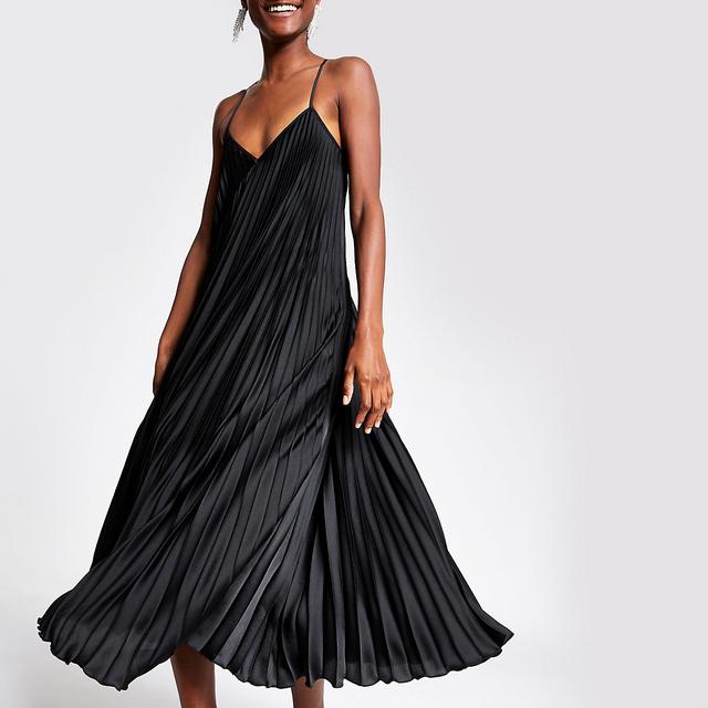 Black Pleated Maxi Dress from River 