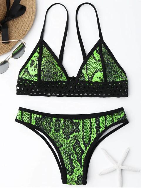 green snakeskin bikini