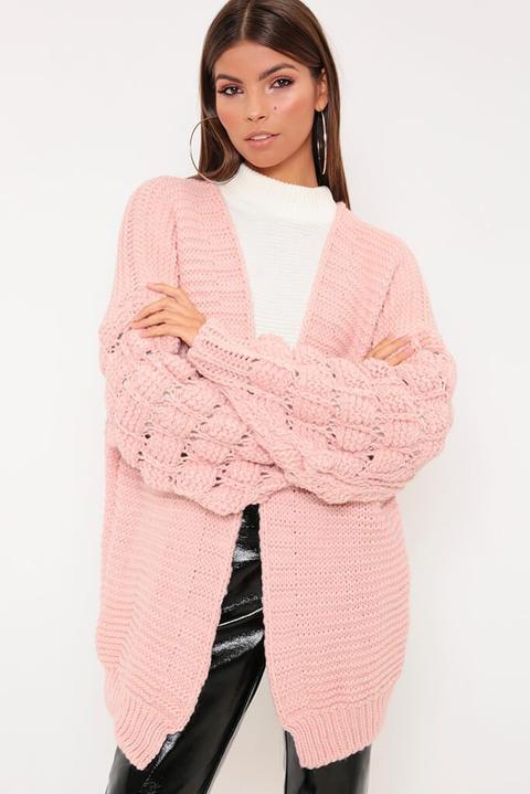 Pink bubble sleeve clearance cardigan