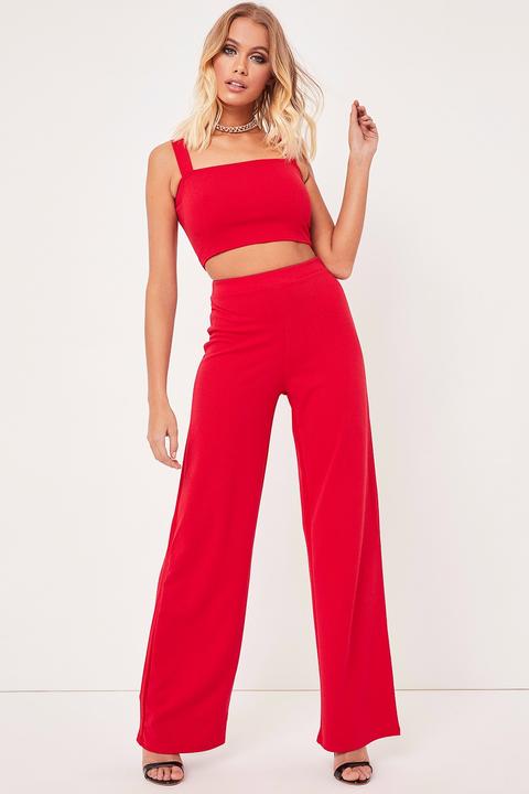 Miley Red Trouser Two Piece Set