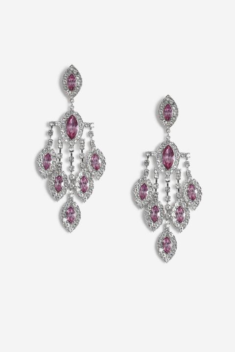 Womens **crystal Multi Drop Earrings - Lilac, Lilac