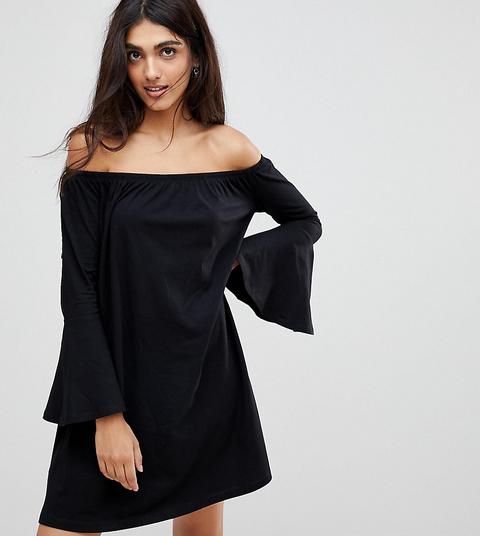 Minivestido Con Escote Bardot Y Manga Acampanada De Asos Tall