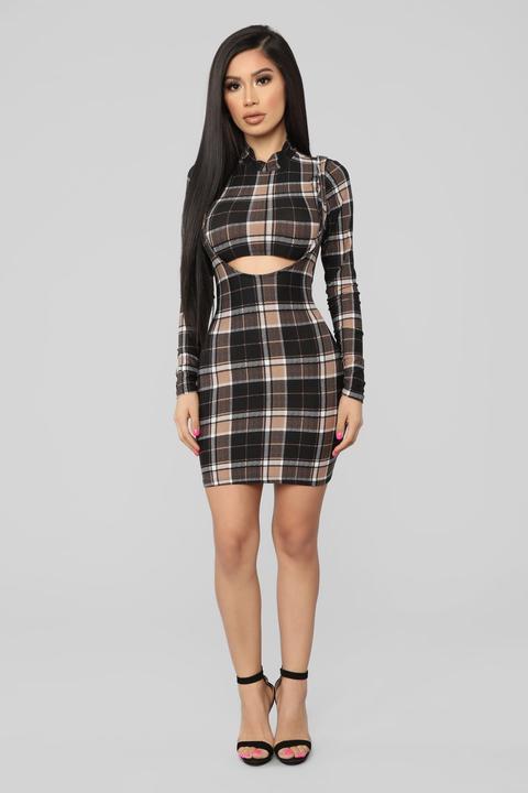 plaid dress fashion nova