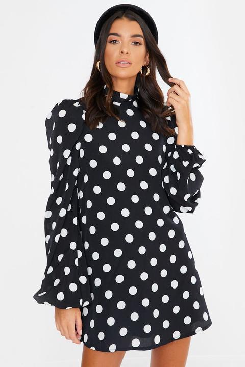 Black Dresses - Lorna Luxe Black 'she's The One' Polka Dot Cut Out Back Swing Dress