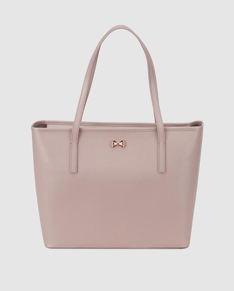 Ted Baker - Shopping De Piel Bovina En Natural Con Lazo Dorado