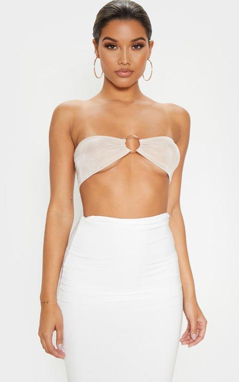 Champagne Slinky Ring Detailed Bandeau Top