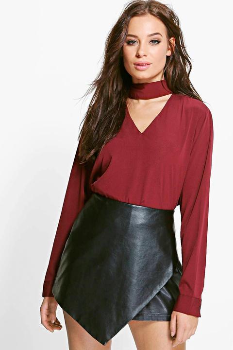 Roxy Woven Choker Neck Blouse