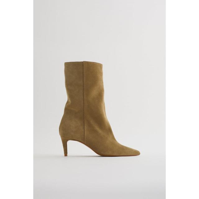 Zara split suede 2024 high heel boots