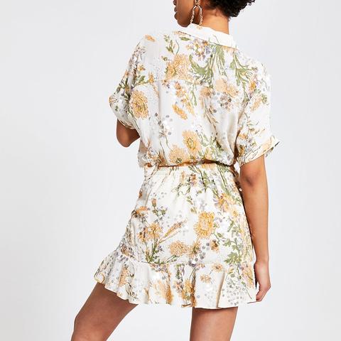 floral sequin mini skirt