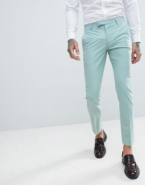 Pantalones De Traje Muy Ajustados En Verde Claro De Twisted Tailor Wedding