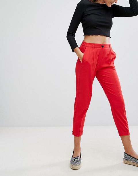 Bershka - Pantaloni Sartoriali Comodi - Rosso