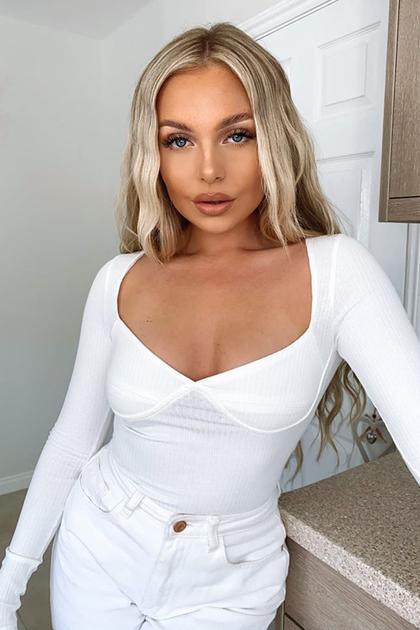 Nikki White Ribbed Bodysuit