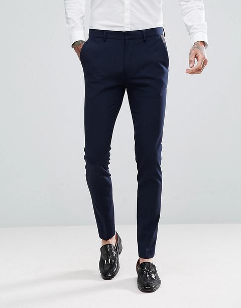 Pantalones De Esmoquin Muy Ajustados En Azul Marino De Asos Design