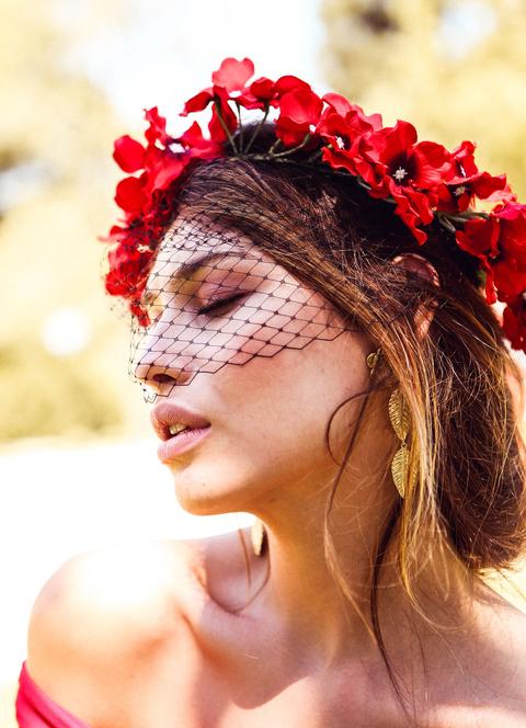 Corona Flores Rojo
