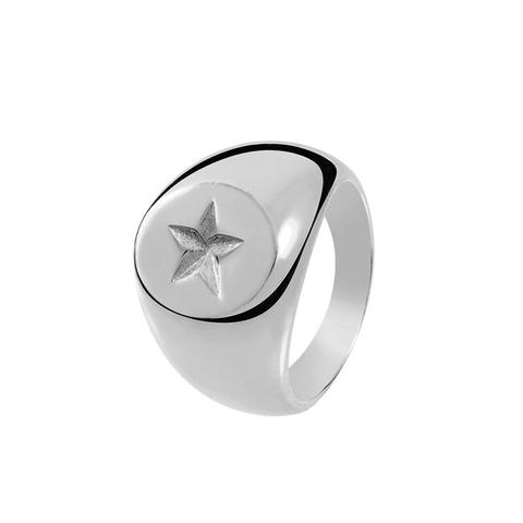 Anillo Sello Con Estrella Plata