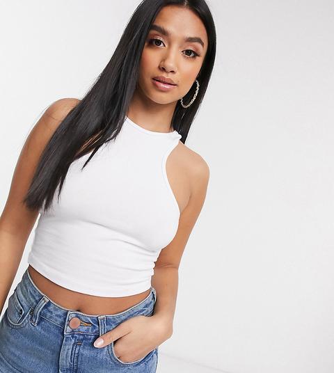 Top Corto Blanco Con Parte Delantera Estilo Nadador De Asos Design Petite