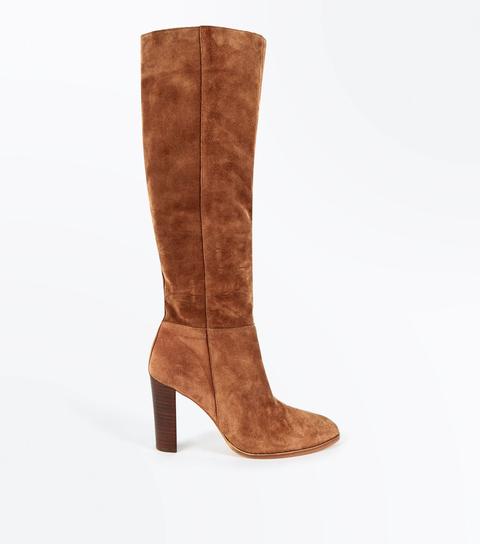 Tan Premium Suede Knee High Boots New Look