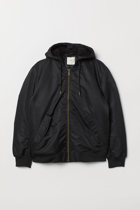 H & M - Bomber Con Cappuccio Imbottito - Nero