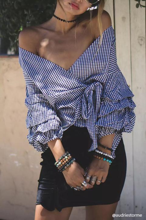 Gingham Wrap Top