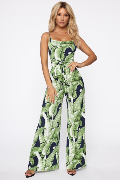 tropical print jumpsuit