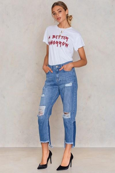 Trendyol Distressed Boyfriend Jean - Blue