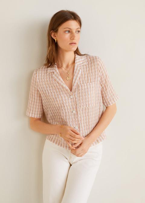 Blusa cuadros vichy online mango