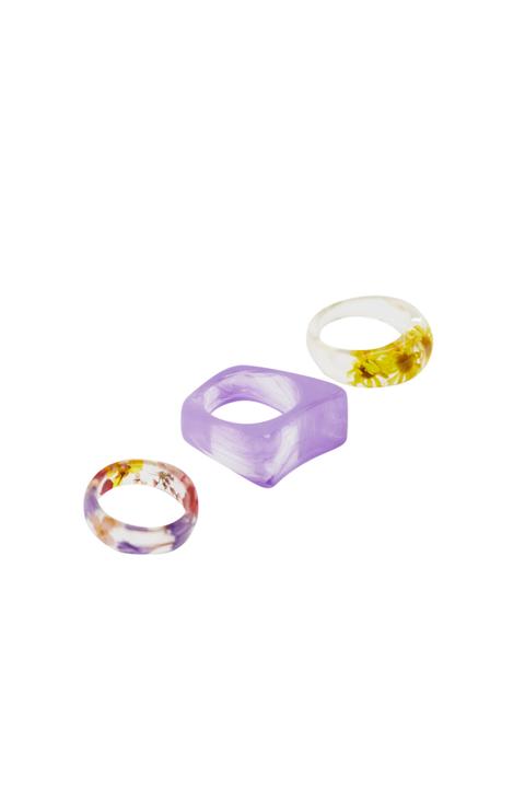 Pack 3 Anillos Resina Flores Secas