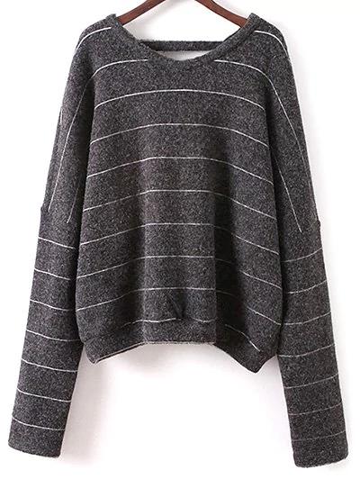 A Righe Con Scollo A V T-shirt Deep Gray